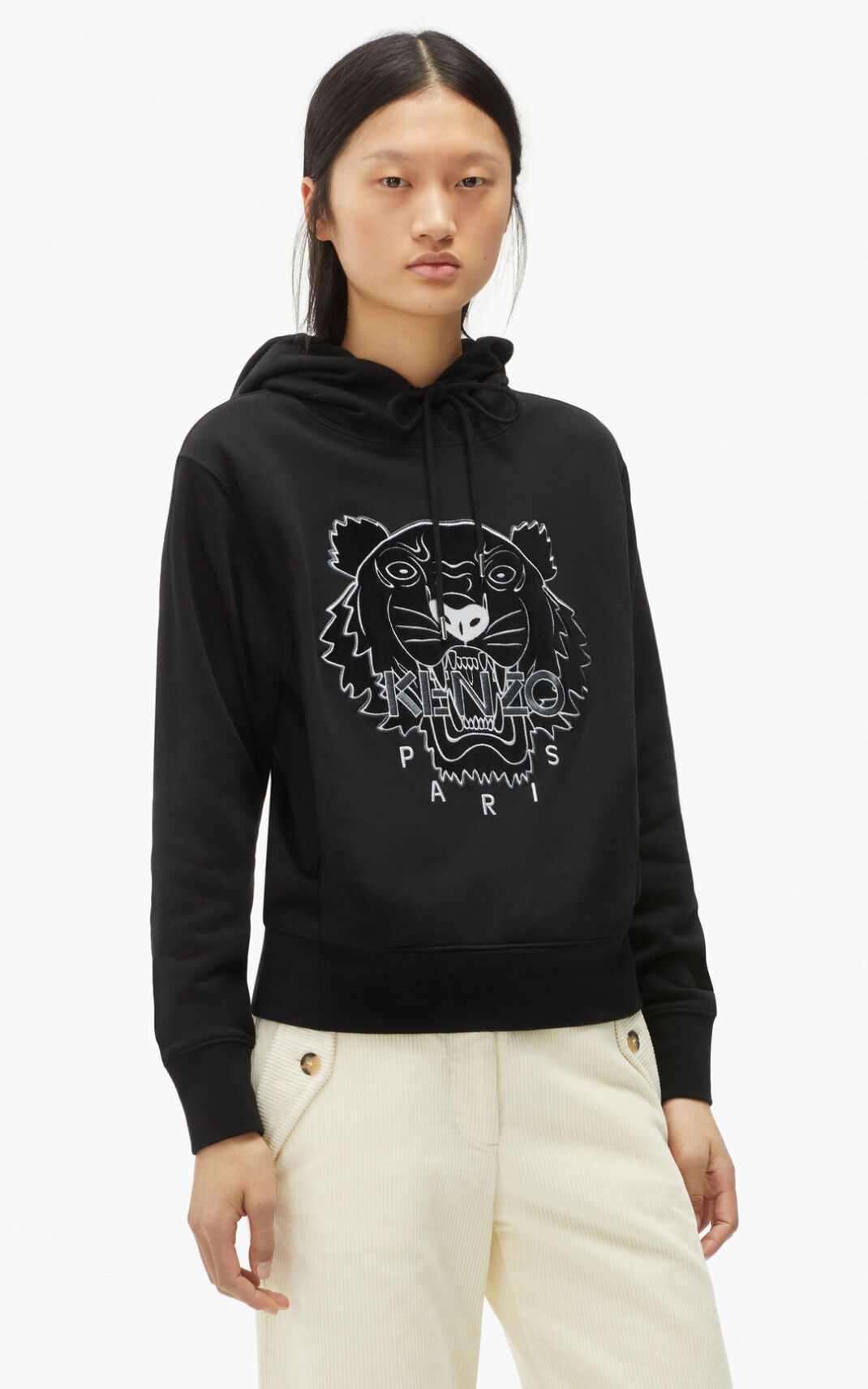 Kenzo The Winter Capsule Tiger Ženska Puloverji S Kapuco Črna SI-4996673